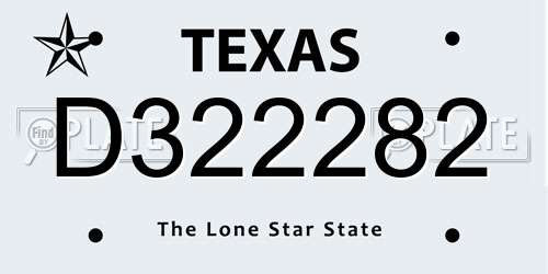 D322282 Texas License Plate