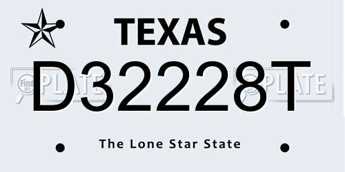 D32228T Texas License Plate