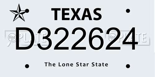 D322624 Texas License Plate