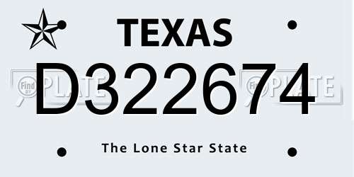 D322674 Texas License Plate