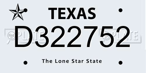 D322752 Texas License Plate