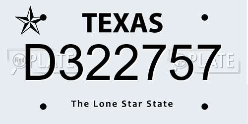 D322757 Texas License Plate