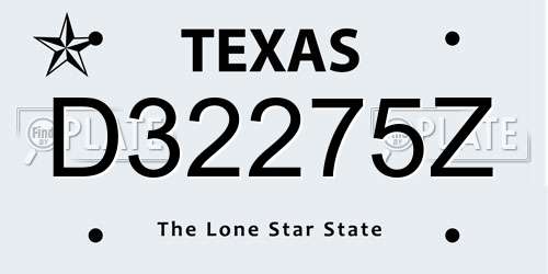 D32275Z Texas License Plate