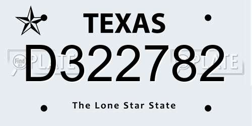 D322782 Texas License Plate