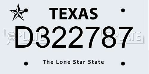D322787 Texas License Plate
