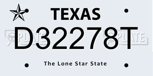 D32278T Texas License Plate