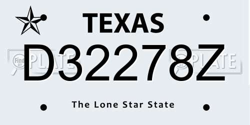 D32278Z Texas License Plate
