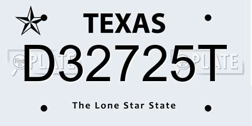 D32725T Texas License Plate