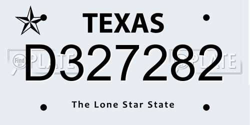 D327282 Texas License Plate