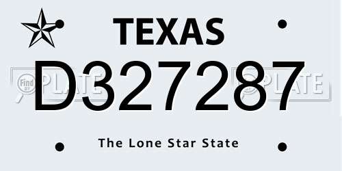 D327287 Texas License Plate