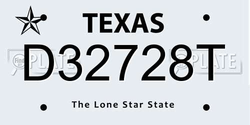 D32728T Texas License Plate