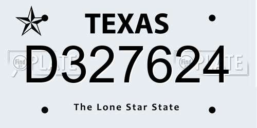 D327624 Texas License Plate