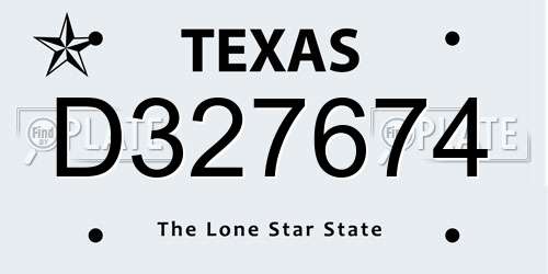 D327674 Texas License Plate