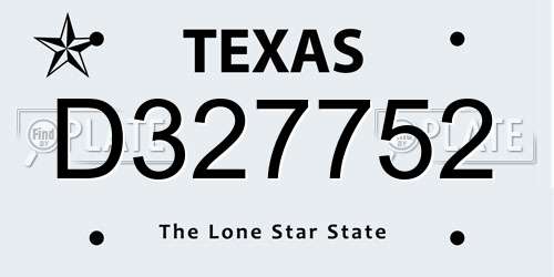 D327752 Texas License Plate