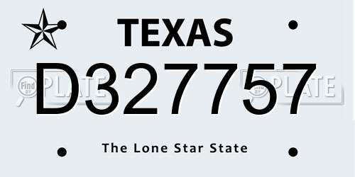 D327757 Texas License Plate