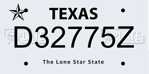 D32775Z Texas License Plate