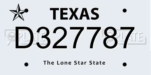 D327787 Texas License Plate
