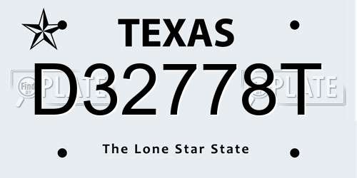 D32778T Texas License Plate