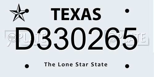 D330265 Texas License Plate