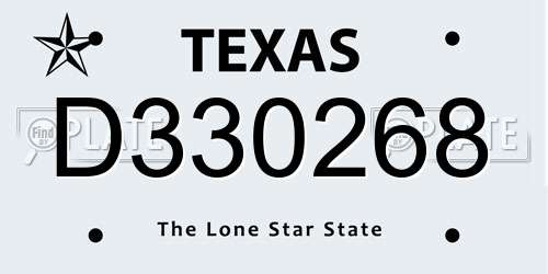D330268 Texas License Plate