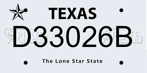 D33026B Texas License Plate