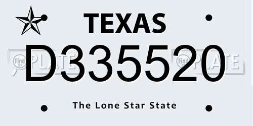 D335520 Texas License Plate