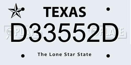 D33552D Texas License Plate
