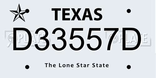 D33557D Texas License Plate