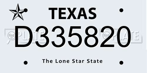 D335820 Texas License Plate