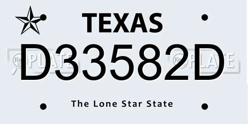 D33582D Texas License Plate