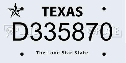 D335870 Texas License Plate