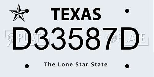 D33587D Texas License Plate