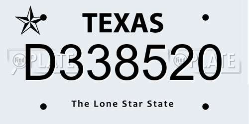 D338520 Texas License Plate