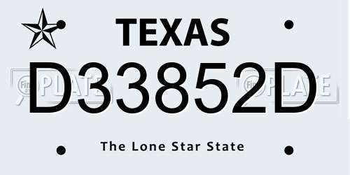 D33852D Texas License Plate