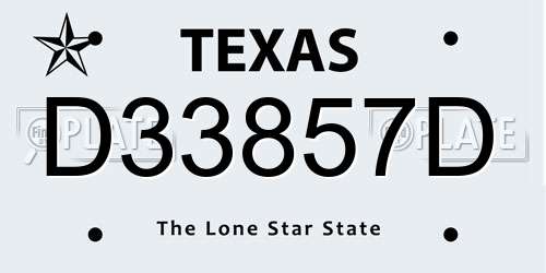 D33857D Texas License Plate