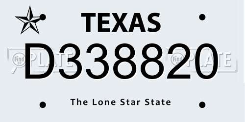 D338820 Texas License Plate
