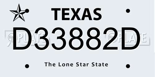D33882D Texas License Plate