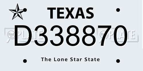 D338870 Texas License Plate
