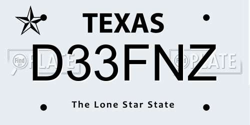 D33FNZ Texas License Plate