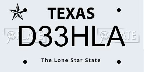D33HLA Texas License Plate