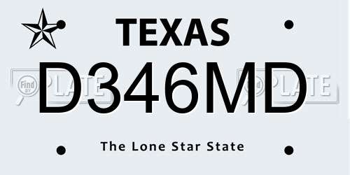 D346MD Texas License Plate