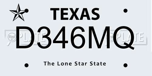 D346MQ Texas License Plate