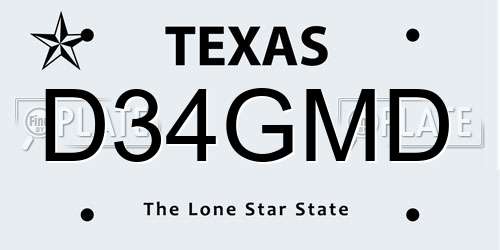 D34GMD Texas License Plate