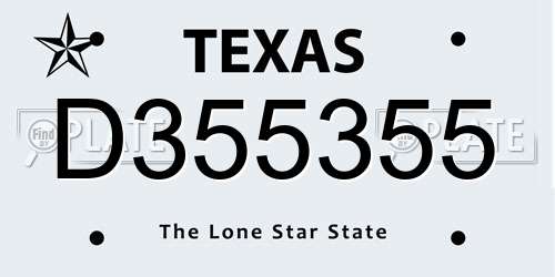 D355355 Texas License Plate