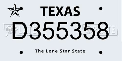 D355358 Texas License Plate