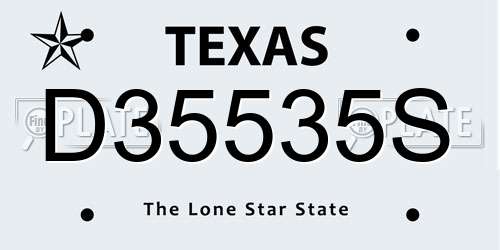 D35535S Texas License Plate