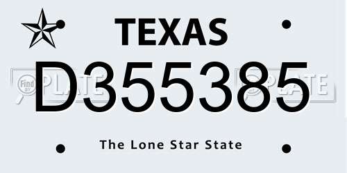 D355385 Texas License Plate