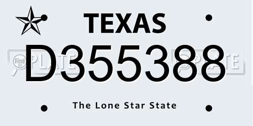 D355388 Texas License Plate