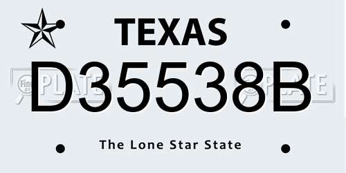 D35538B Texas License Plate