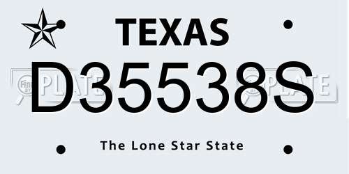 D35538S Texas License Plate